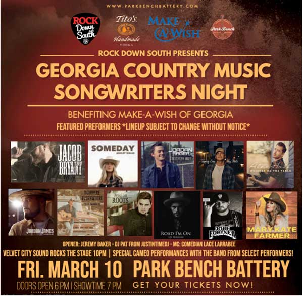 Georgia Country Music songwriter's night - March 10