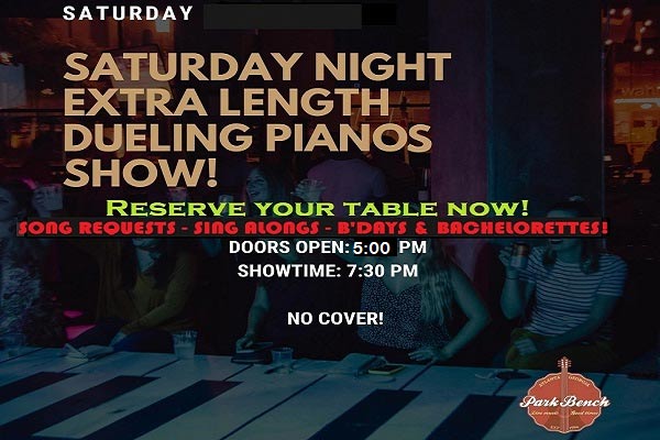 Saturday extended length Dueling Pianos show at Park Bench in the Battery Atlanta.