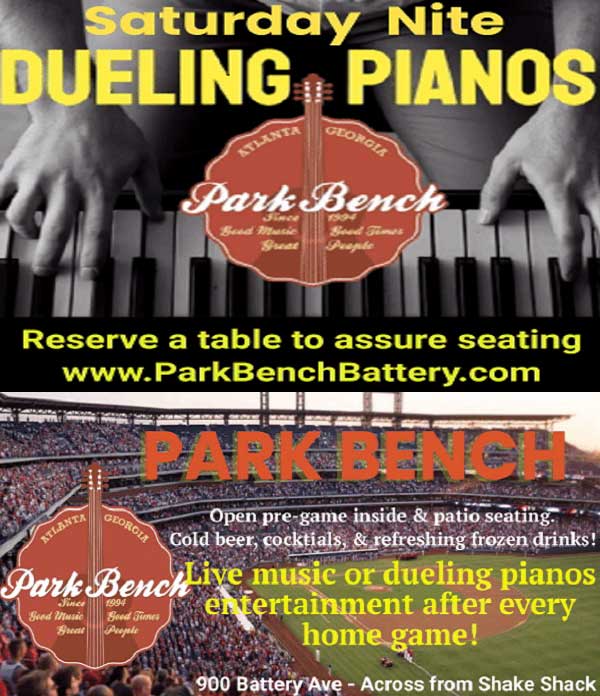 Dueling Pianos at Park Bench in the Battery before and after the Braves home game.